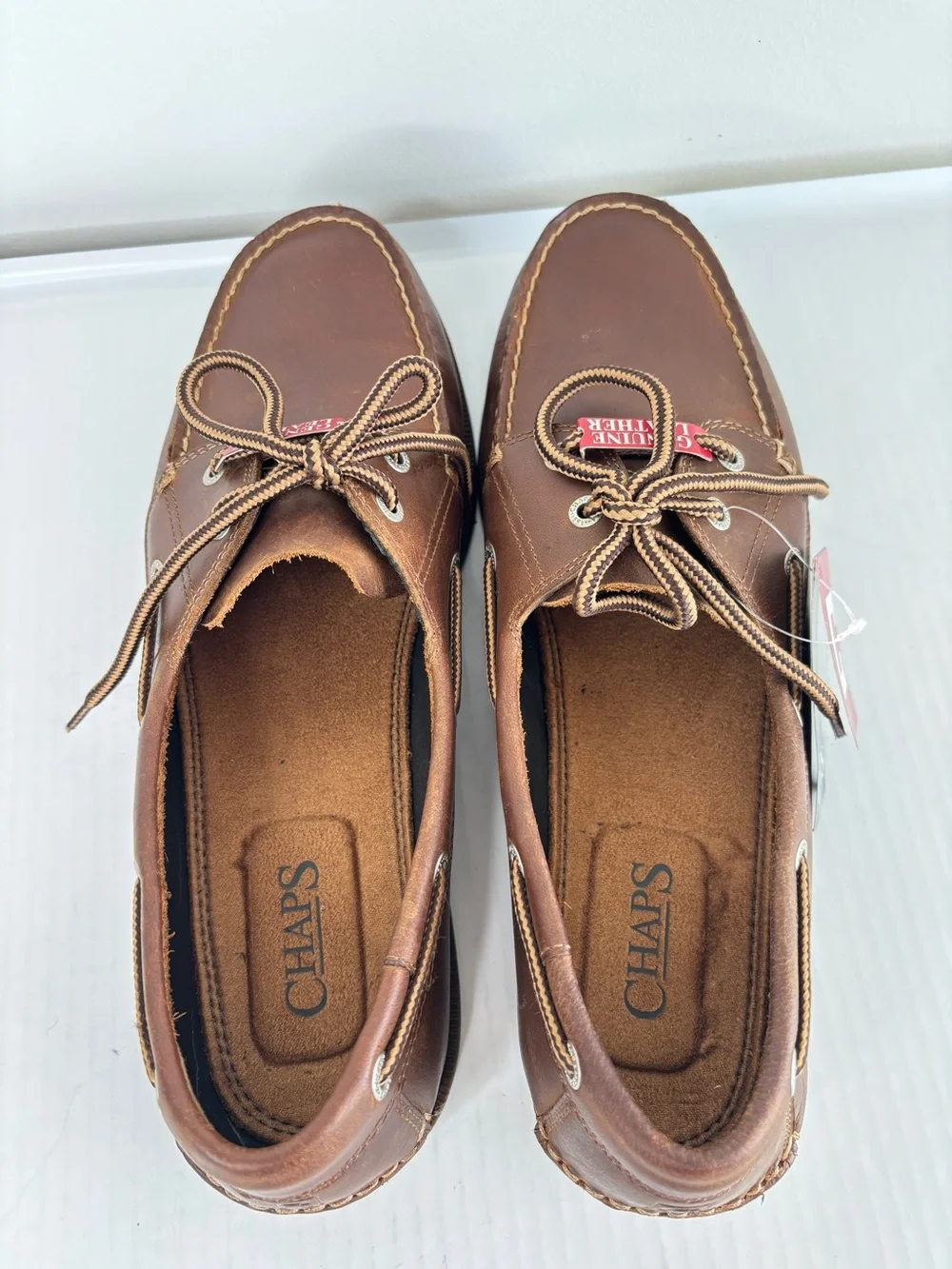 Chaps Ralph Lauren Brown Leather Boat Shoes Mens 12 M Preppy Classic NEW!